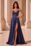 Clara Satin Spaghetti Strap Prom Dress