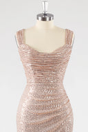 Brielle Draped Sequin Cowl-Neck Maxi Gown with High Slit