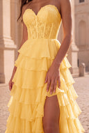 Cassiopeia Strapless Tiered Chiffon Prom Dress