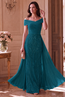 Elodie Mother of the Bride Off-Shoulder Beaded Chiffon Gown