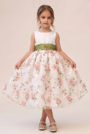 Sophia Floral Organza Tea-Length Flower Girl Dress