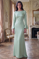 Sienna Satin Bell-Sleeve Floor-Length Bow-Back Mother of the Bride Dress