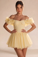 Melody Off Shoulder Ruffle Tulle Mini Dress