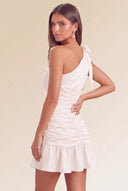 Eve One-Shoulder Bow Satin Mini Dress