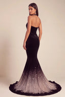 Cassiopeia Velvet Halter Mermaid Evening Dress with Train