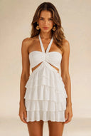 Maren Halter Cutout Tiered Ruffle Mini Dress