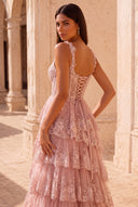 Valeria Lace Tiered Corset Prom Gown