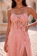 Rosalind Spaghetti Strap Floral Tulle Prom Gown