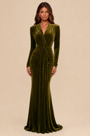 Charlotte V-Neck Ruched Velvet Bridesmaid Gown