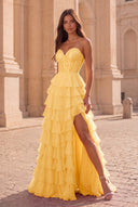 Cassiopeia Strapless Tiered Chiffon Prom Dress