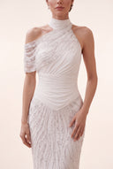 Lucinda High‑Neck Beaded Mermaid Gown