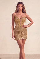 Sloan Strapless Sequin Fringe Mini Bodycon Party Dress