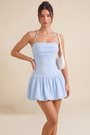 Hattie Halter Ruched Bubble Hem Mini Dress