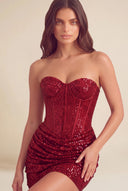 Cleopatra Sequin Strapless Corset Mini Party Dress