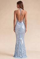Celestia Halter Sequin Prom Gown
