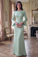 Sienna Satin Bell-Sleeve Floor-Length Bow-Back Mother of the Bride Dress