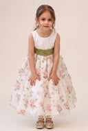 Sophia Floral Organza Tea-Length Flower Girl Dress