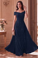 Elodie Mother of the Bride Off-Shoulder Beaded Chiffon Gown