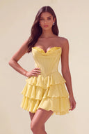 Ivy Strapless Corset Tiered Ruffle Mini Dress