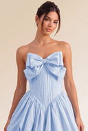 Primrose Bow Strapless Corset Bubble Mini Dress