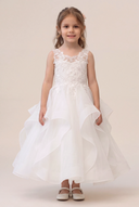 Aria Ruffle Tea-Length Flower Girl Dress