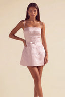 Ivy Satin Tiered Lace Mini Dress