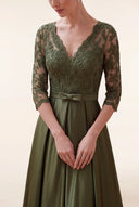 Clara Lace Satin Mother of the Bride Dress