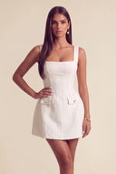 Thea Tweed Corset Square Neck Mini Party Dress