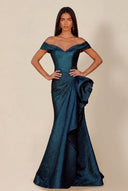 Aurora Textured Metallic Mermaid Evening Party Dress