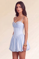 Aurora Beaded Puff Corset Mini Dress