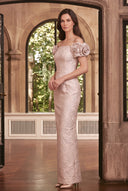 Valeria Off Shoulder Embossed Mother of the Bride Gowns