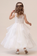 Aria Ruffle Tea-Length Flower Girl Dress