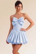 Primrose Bow Strapless Corset Bubble Mini Dress