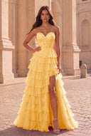 Cassiopeia Strapless Tiered Chiffon Prom Dress
