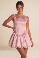 Marigold Satin Bow Strap Corset Mini Party Dress