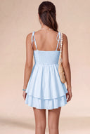 Valeria Tie Spaghetti Strap Tiered Mini Dress