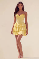 Ivy Strapless Corset Tiered Ruffle Mini Dress