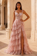 Valeria Lace Tiered Corset Prom Gown