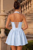 Celestina Jacquard Halter Corset Mini Dress