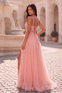 Rosalind Spaghetti Strap Floral Tulle Prom Gown