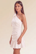 Eve One-Shoulder Bow Satin Mini Dress