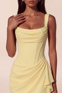 Liora Cowl Neck Corset Asymmetrical Mini Dress