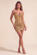 Sloan Strapless Sequin Fringe Mini Bodycon Party Dress