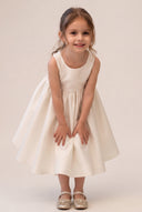 Lucinda Ivory Satin Flower Girl Dress