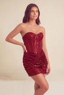 Cleopatra Sequin Strapless Corset Mini Party Dress