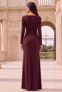 Annalise Cowl Neck Long Sleeve Velvet Bridesmaid Dress