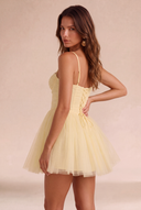 Seraphina Spaghetti Strap Ruched Tulle Mini Dress