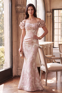 Valeria Metallic Floral Brocade Mother of the Bride Dress