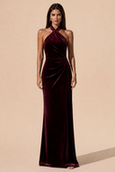 Colette Velvet Halter Backless Bridesmaid Dress