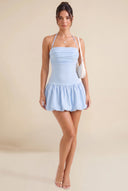 Hattie Halter Ruched Bubble Hem Mini Dress